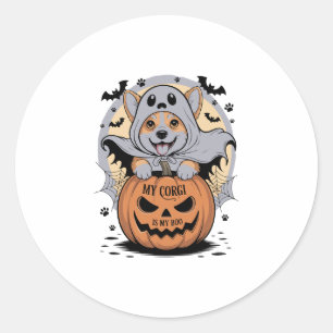 My Corgi is My Boo Halloween Classic Round Sticker