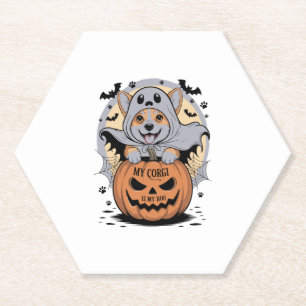 My Corgi is My Boo Halloween Paper Coaster