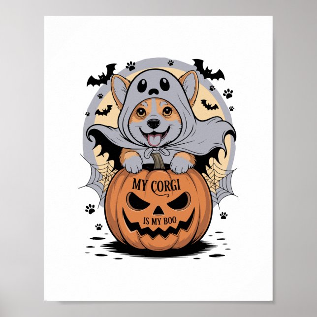 My Corgi is My Boo Halloween Poster (Front)