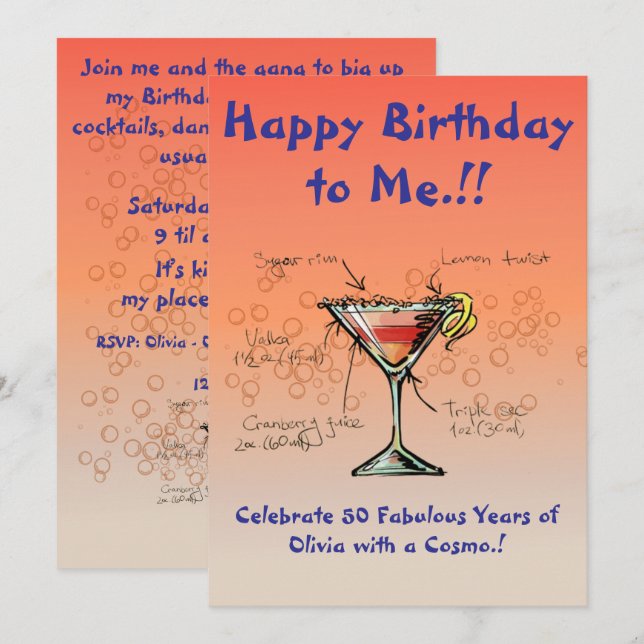 My Cosmopolitan Birthday Party Invitation (Front/Back)