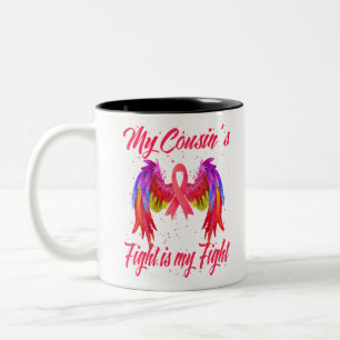 My Cousin's Fight Is My Fight Breast Cancer Two-Tone Coffee Mug