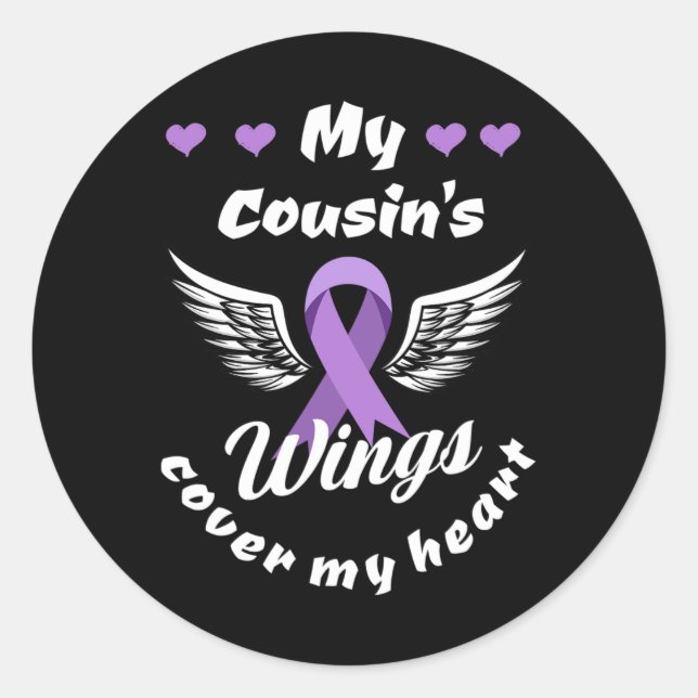 My Cousin's Wings Cover My Heart Overdose Awarenes Classic Round Sticker (Front)