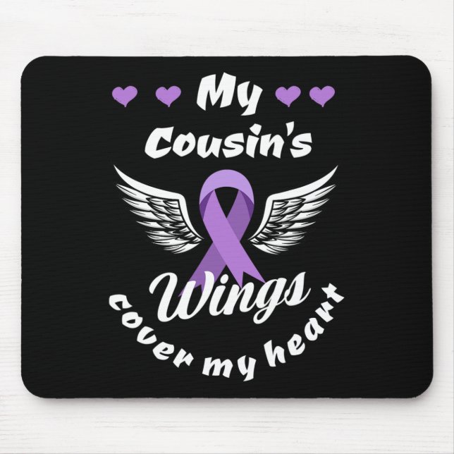 My Cousin's Wings Cover My Heart Overdose Awarenes Mouse Mat (Front)