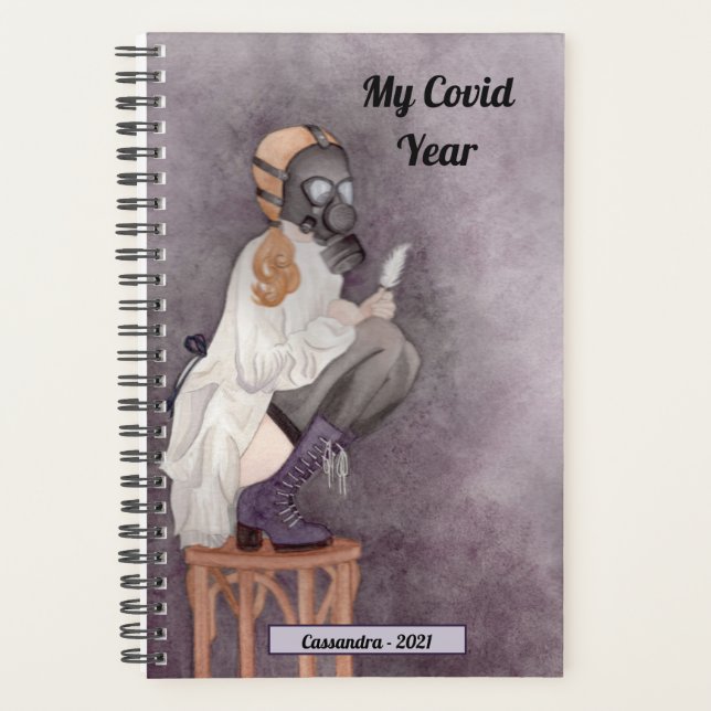 My Covid Year Personalised Text Female Gas Mask Planner (Front)