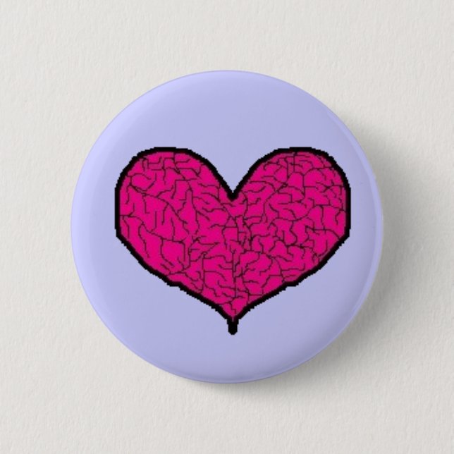 My cracked and broken heart 6 cm round badge (Front)