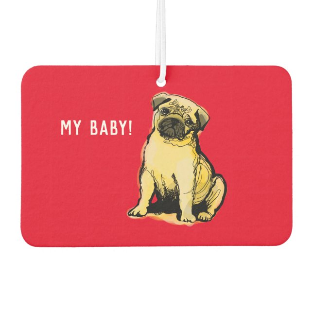 My cream coloured pug baby  car air freshener (Front)