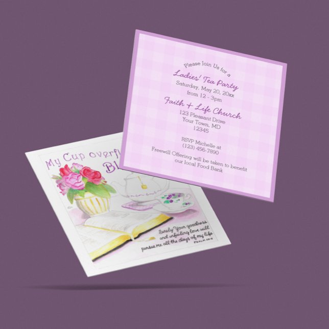 My Cup Overflows with Scripture Lavender Tea Party Invitation (Creator Uploaded)