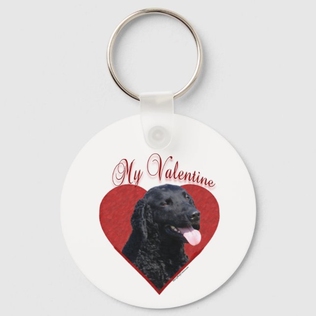 My Curly-Coated Retriever Valentine Key Ring (Front)