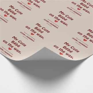 My Cute Bébé on the Way Funny Co-ed Baby Shower Wrapping Paper