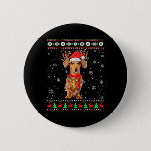 My Cute Ugly Christmas Pajama Shirt Dachshund Dog 6 Cm Round Badge