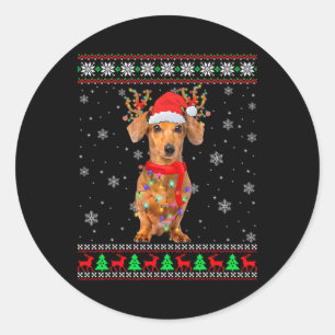My Cute Ugly Christmas Pajama Shirt Dachshund Dog Classic Round Sticker