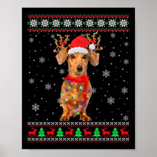 My Cute Ugly Christmas Pajama Shirt Dachshund Dog Poster