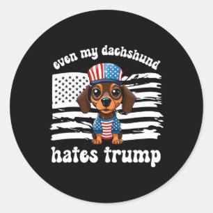 My Dachshund Hates Trump Dogs Kamala Harris Vote Classic Round Sticker