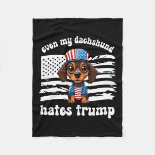 My Dachshund Hates Trump Dogs Kamala Harris Vote  Fleece Blanket