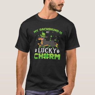 My Dachshund Is My Lucky Charm Shamrocks Saint Pat T-Shirt