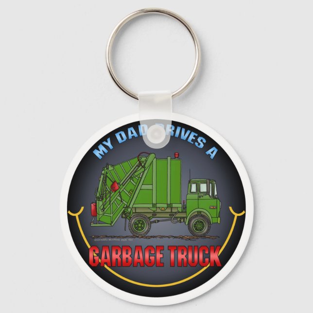 My Dad Drives A Garbage Truck Green Key Chain (Front)