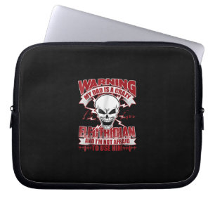 My Dad Is A Crazy Electrician T , Electrician Gift Laptop Sleeve