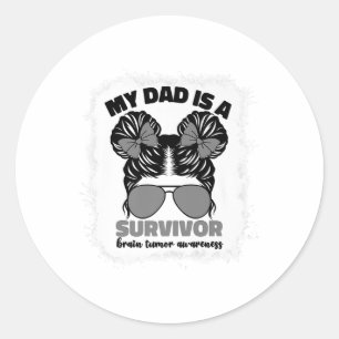 My Dad Is A Survivor Brain Tumour Awareness Girls Classic Round Sticker