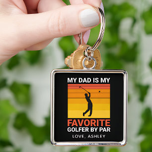 My Dad Is My Favourite Golfer By Par Custom Name Key Ring