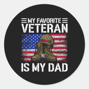 My Dad Is My Favourite Veteran Military Father Gif Classic Round Sticker