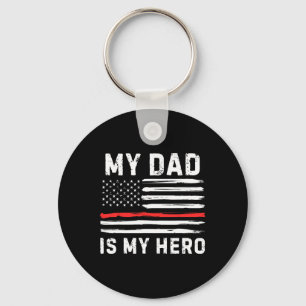 My Dad Is My Hero Firefighter Red Line American Fl Key Ring