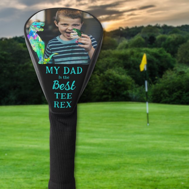 My Dad is The Best Tee Rex Personalised Photo Golf Head Cover (My dad is the best tee Rex personalized photo fathers golf head cover)