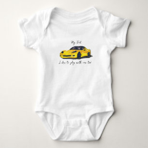 My Dad likes to play with Corvettes C6 Yellow Baby Bodysuit