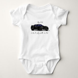 My Dad likes to play with Corvettes C7 Black Baby Bodysuit