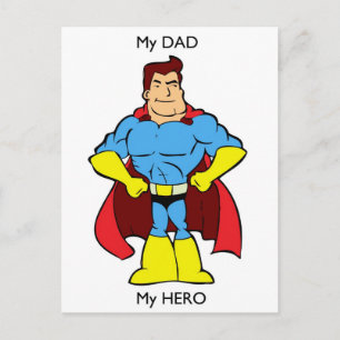 My Dad My Hero SuperHero Postcard