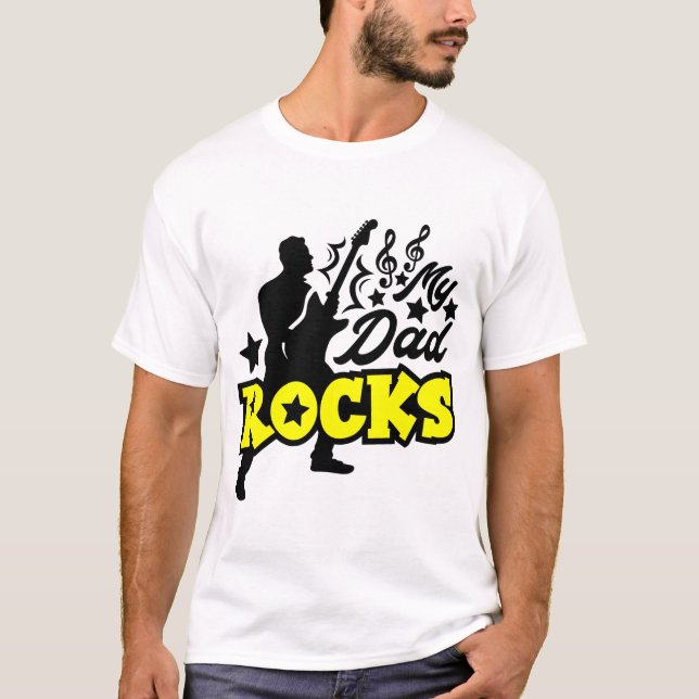 My Dad Rocks Guitar Musician Father's Day Gift T-Shirt (Front)