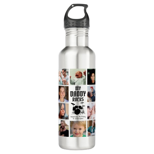 My Dad Rocks Photo Collage 710 Ml Water Bottle (Front)