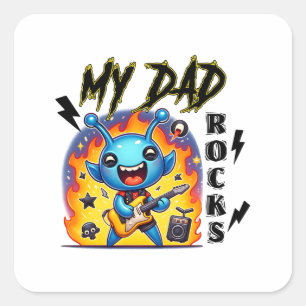 My Dad Rocks Square Sticker