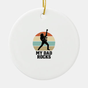 My Dad Rocks Vintage Guitar Sunset Shirt Design_1 Ceramic Tree Decoration