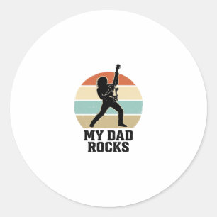 My Dad Rocks Vintage Guitar Sunset Shirt Design_1 Classic Round Sticker