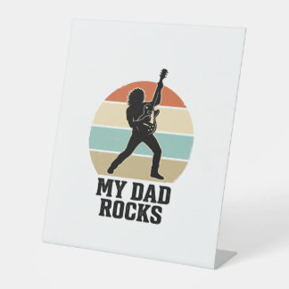 My Dad Rocks Vintage Guitar Sunset Shirt Design_1 Pedestal Sign