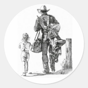 My Dad´s a Cowboy Classic Round Sticker