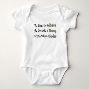 My daddy Brave Strong soldier Kids Font Baby Bodysuit