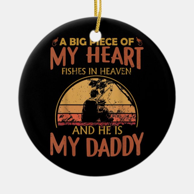 My Daddy Fishes In Heaven Fishing Memorial  Ceramic Tree Decoration (Front)