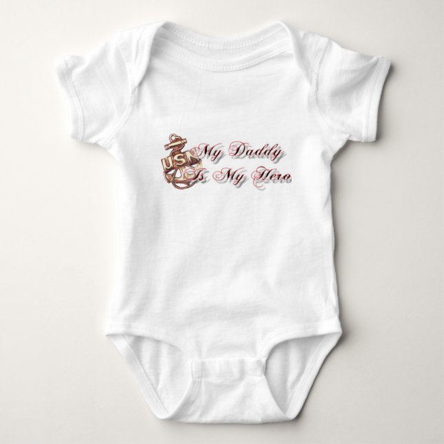 My Daddy Is My Hero. (Navy) Baby Bodysuit (Front)