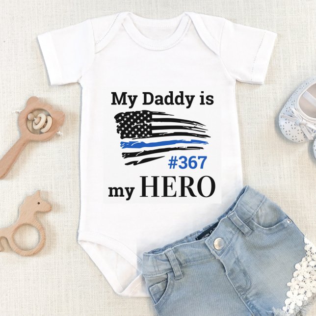My Daddy is My Hero Thin Blue Line Police Baby Bodysuit