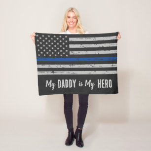 My Daddy is My Hero - Thin Blue Line Police Baby Fleece Blanket