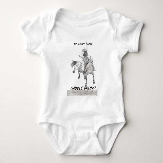My Daddy Rides Saddle bronc Baby Bodysuit (Front)