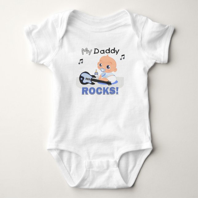 My Daddy Rocks Blue Guitar Infant Creeper BodySuit (Front)