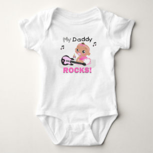 My Daddy Rocks Pink African Guitar Infant Creeper