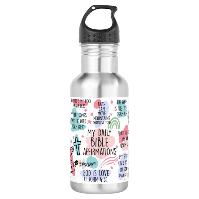 My Daily Bible Affirmations Beverage Tumbler  532 Ml Water Bottle (Front)
