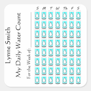 My Daily Water Count - one week Square Sticker