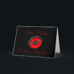 My Darling boyfriend Happy Birthday kiss lips love Card<br><div class="desc">Many more designs in my store. Contact me to have a custom design made just for you! http://www.zazzle.com/goldenjackal</div>