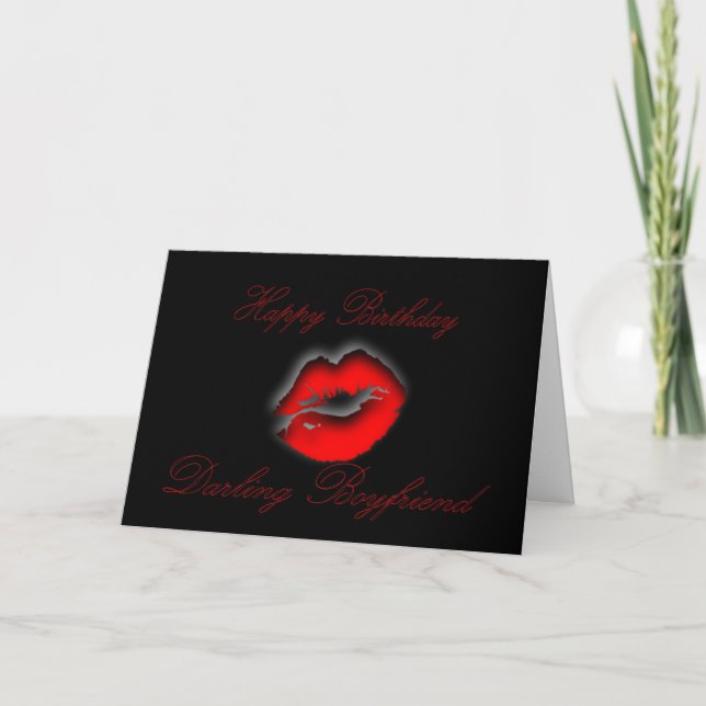 My Darling boyfriend Happy Birthday kiss lips love Card (Front)
