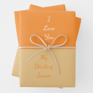 My Darling I Love You  Elegant Script Orange Wrapping Paper Sheet