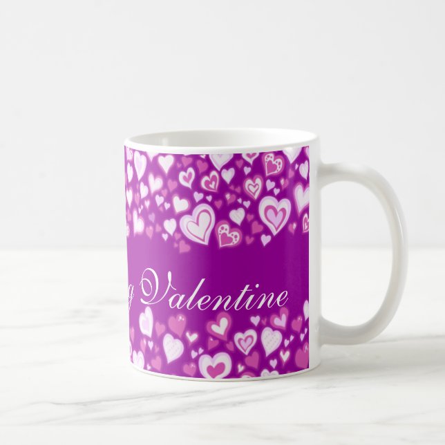 "My Darling Valentine" hearts purple pink mug (Right)